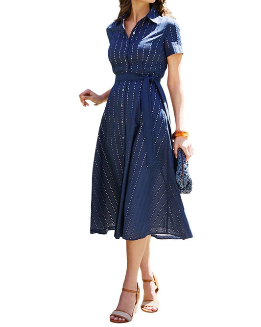 Kalinda Eyelet Belted Midi Dress
