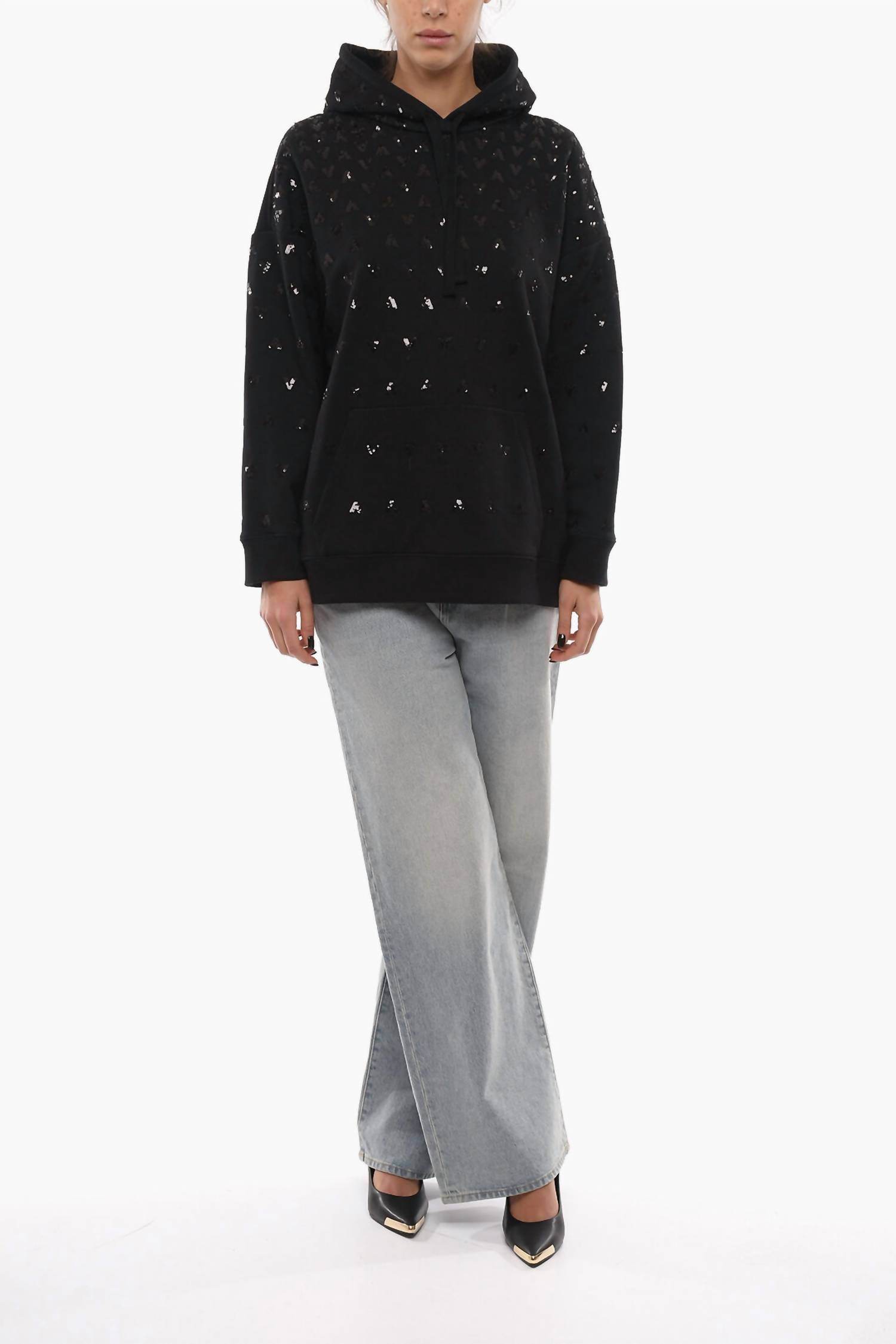 Valentino - All Over Sequined Monogram Hoodie - Rack Hunt -