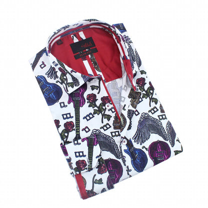 Skulls and Roses Rock N Roll Button Down Shirt