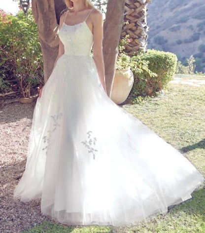 Floral Applique A-line Wedding Gown