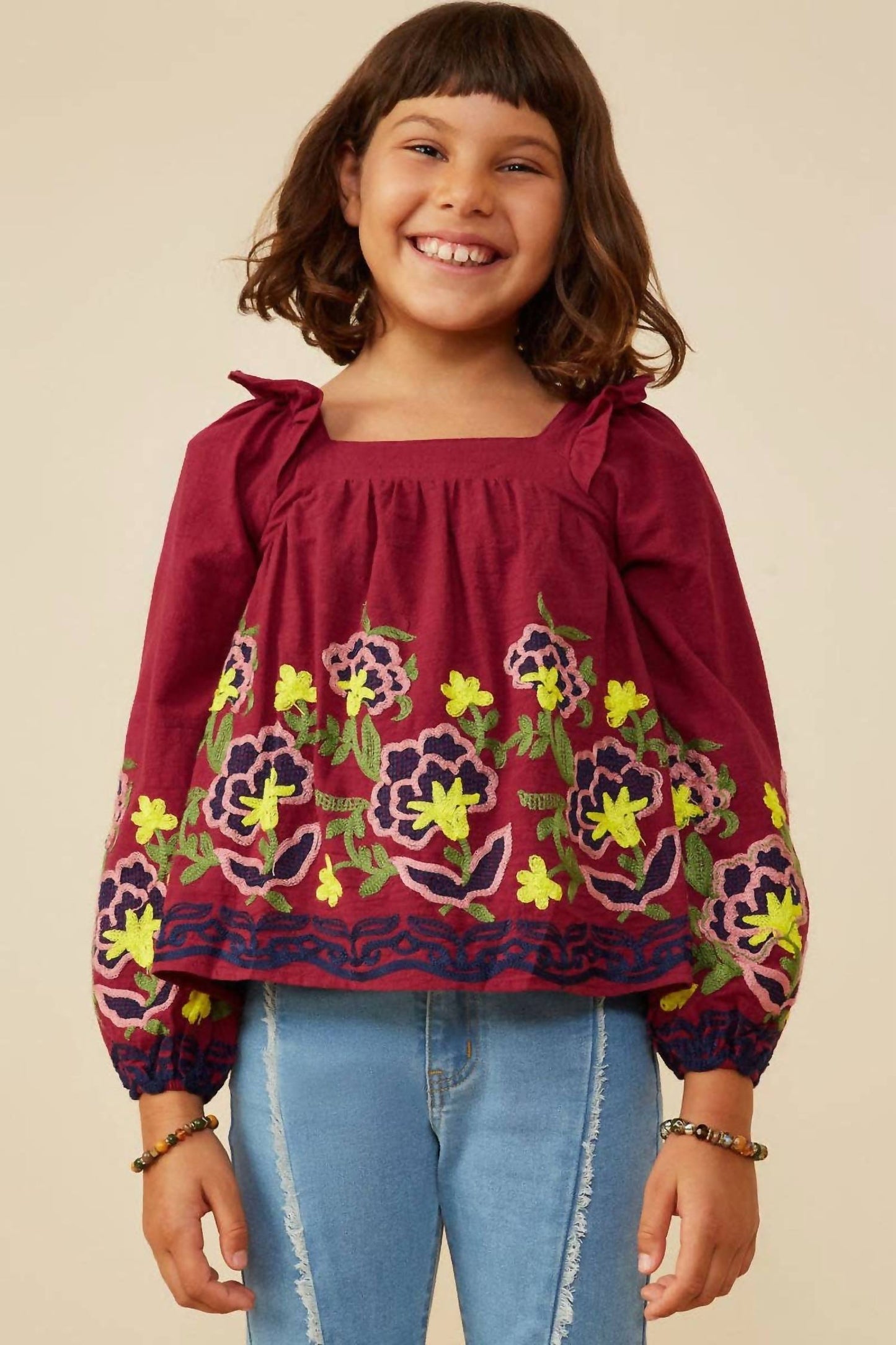 Floral Embroidered Ruffled Top
