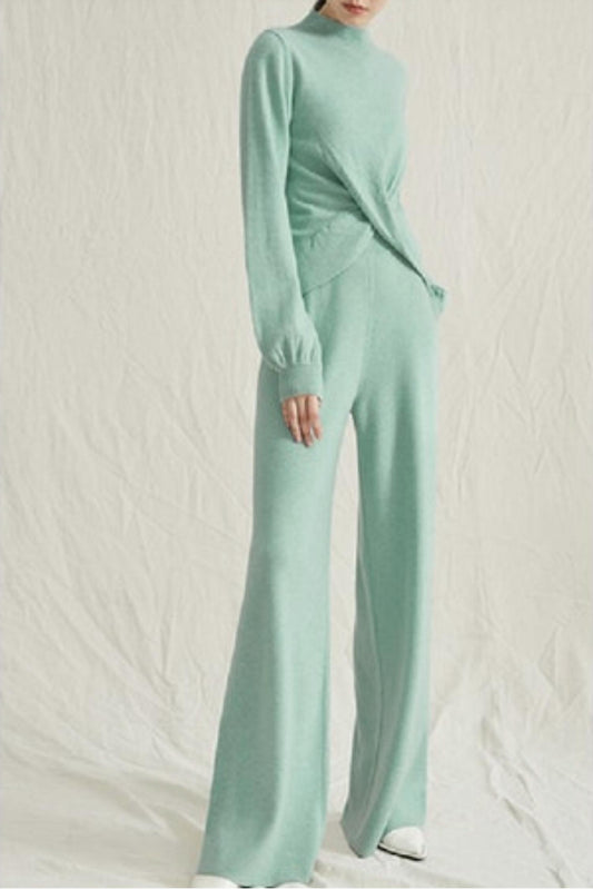 Twist Top and Wide Leg Trouser Set