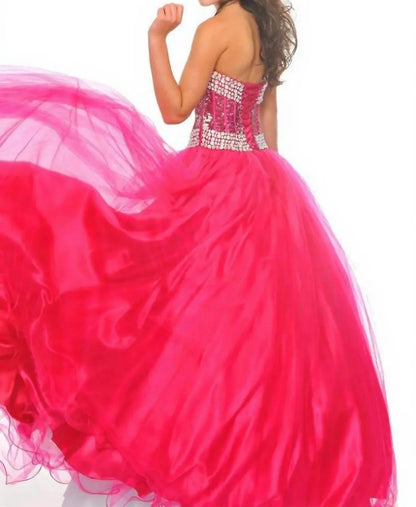 Precious Formals - Beaded Strapless Tulle Gown - Rack Hunt