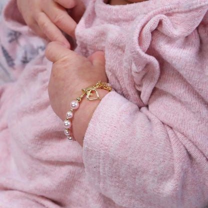 Cherished Moments - Kid's Larkin Pearl With Heart Bracelet - Rack Hunt