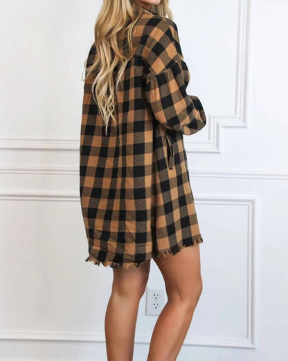 Pumpkin Patch Plaid Shirt Dress