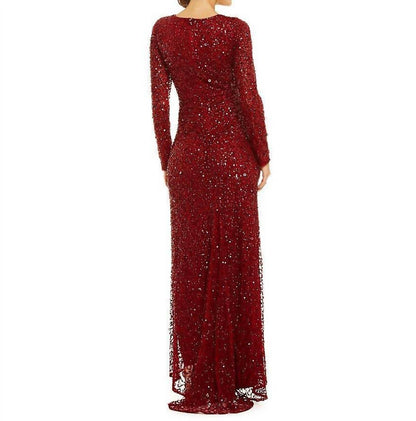 1/2 Sleeve Sequine Gown