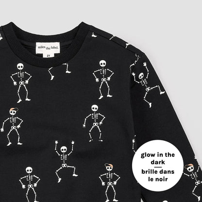 Miles the Label - Boy's Dancing Glow-in-the-dark Skeletons Sweatshirt - Rack Hunt