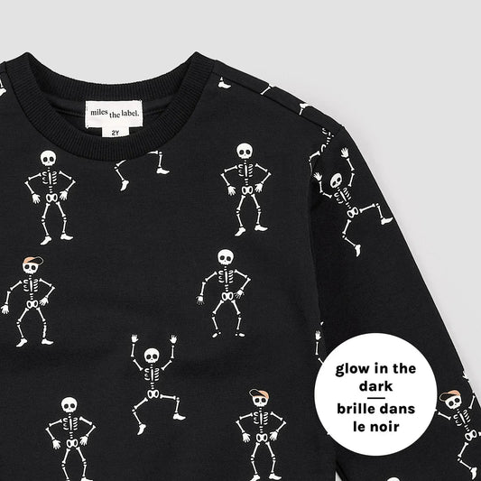 Miles the Label - Boy's Dancing Glow-in-the-dark Skeletons Sweatshirt - Rack Hunt