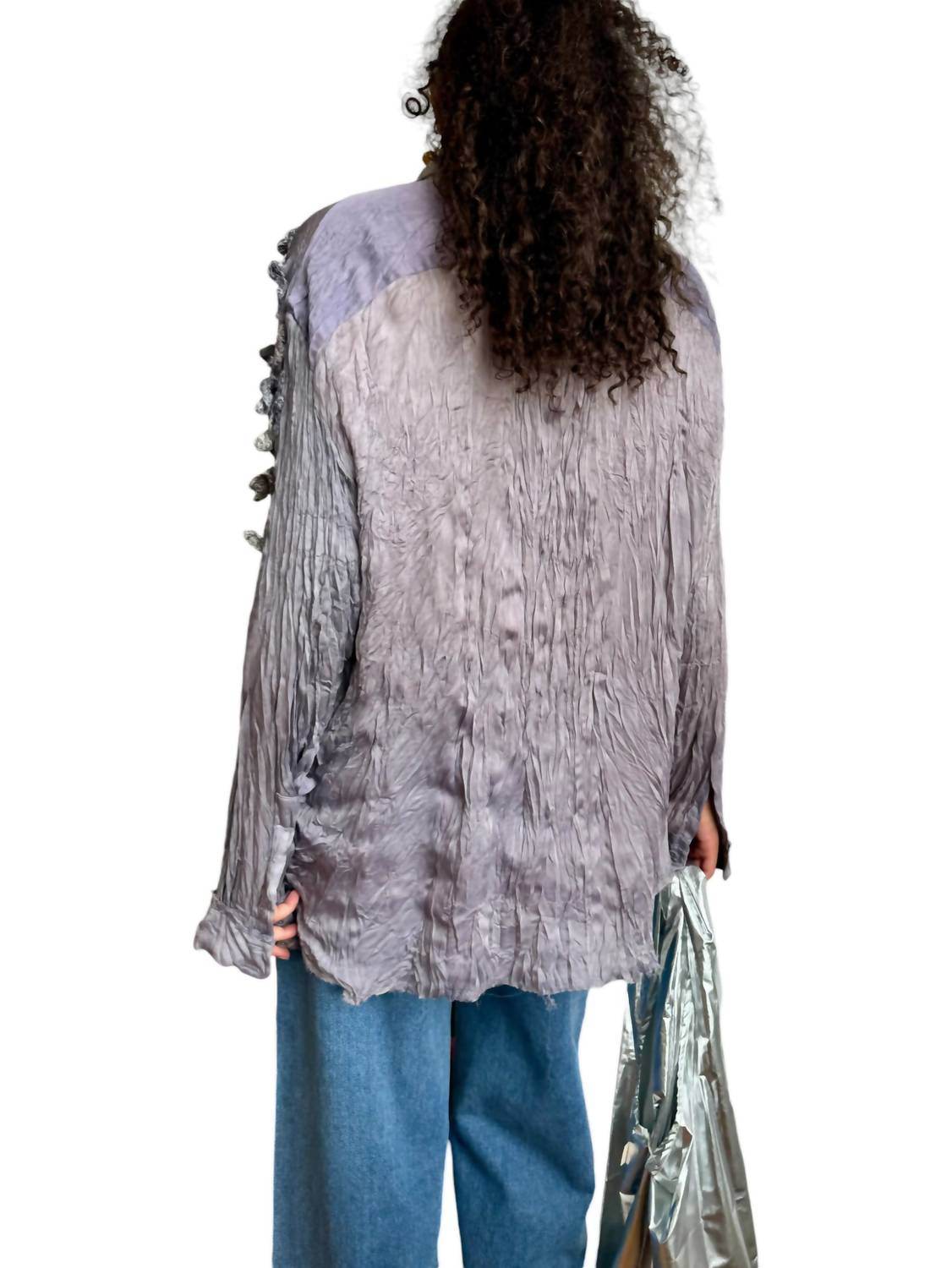 Luna Del Pinal - Orange Peel Crochet Evening Shirt - Rack Hunt -