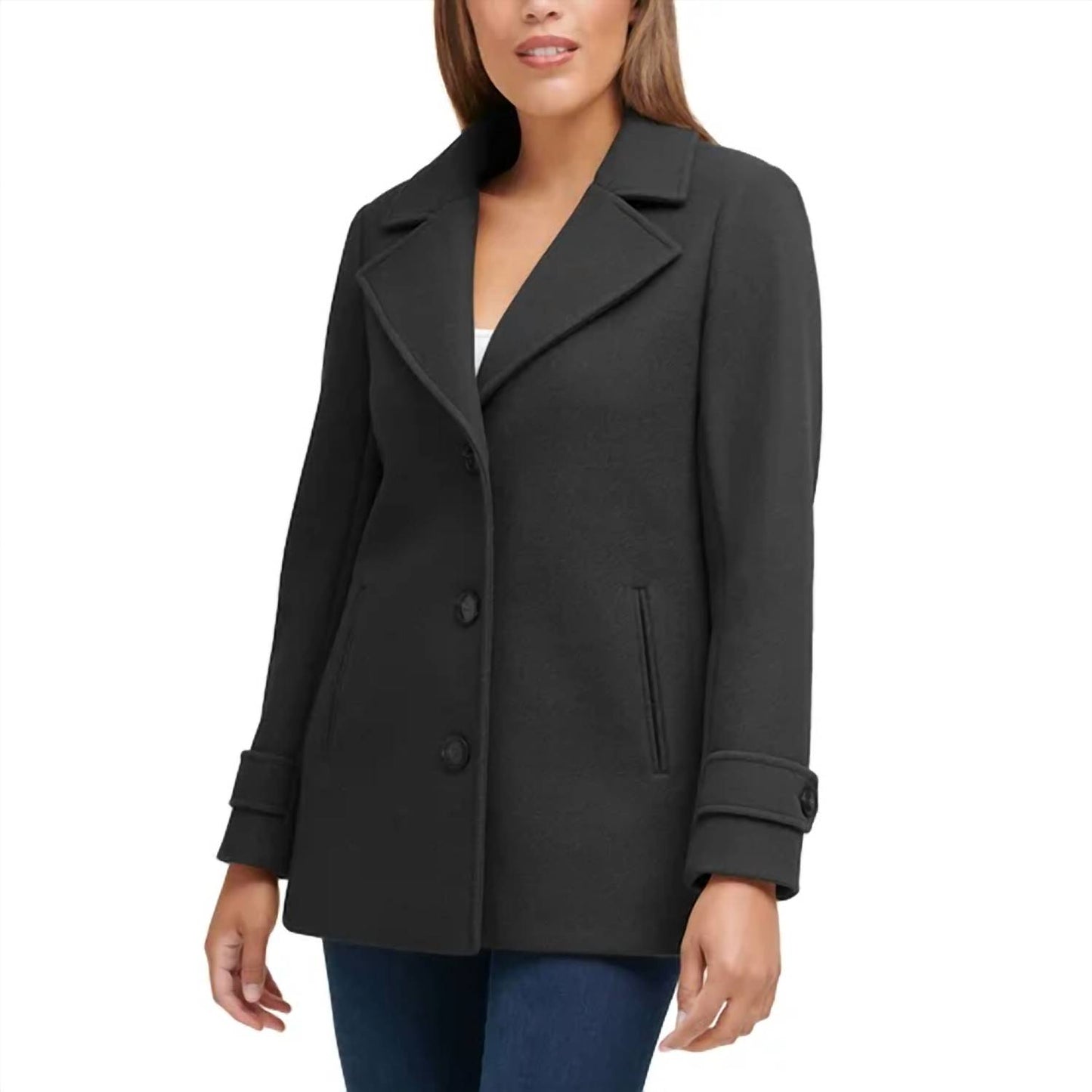Women's 3 Button Closure Peacoat