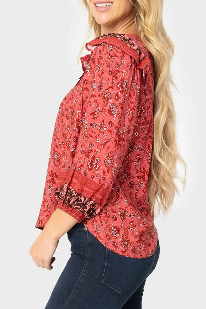 Gibsonlook - Harvest Moon Border Print Blouse - Rack Hunt