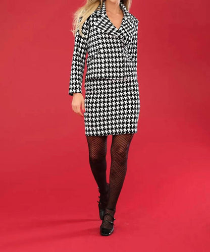 Houndstooth Zip Front Jacket