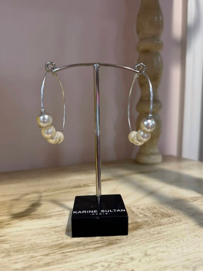 Women's Large Hoop Pearls Earring