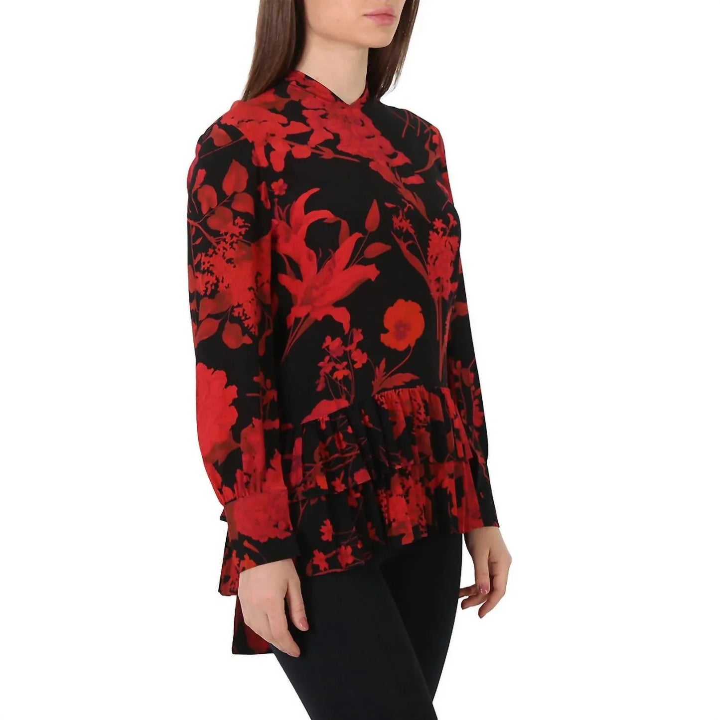 Valentino - Floral Print Pleated Trim Blouse - alternate view - Rack Hunt