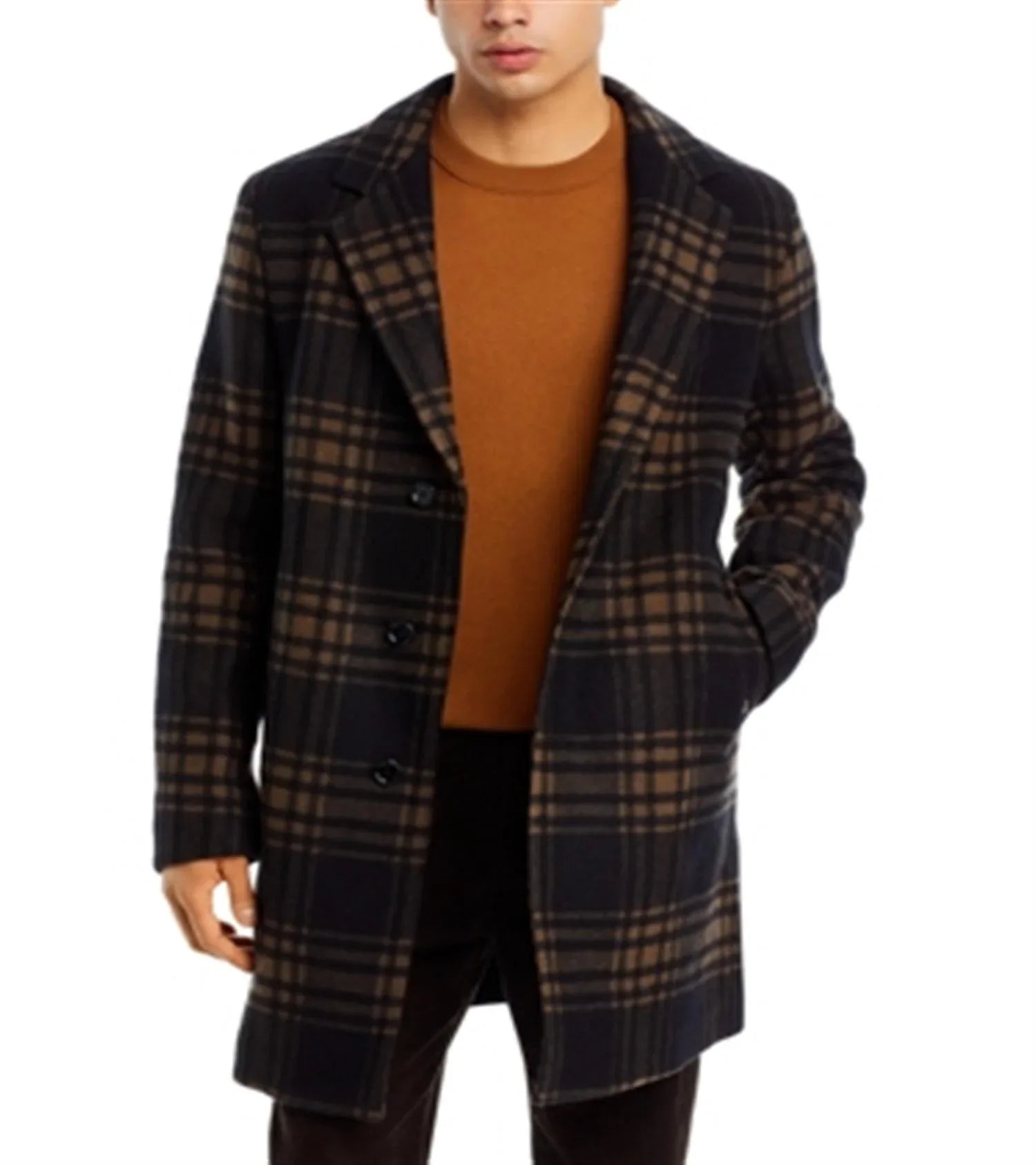 BOSS - Cam Check Relaxed Fit Wool Coat - Rack Hunt