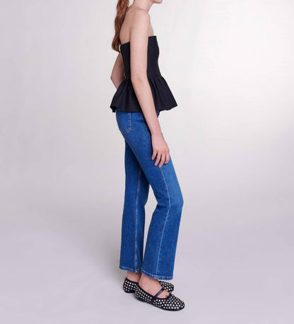 Denim Jeans With Button Front Fly And Front Pockets
