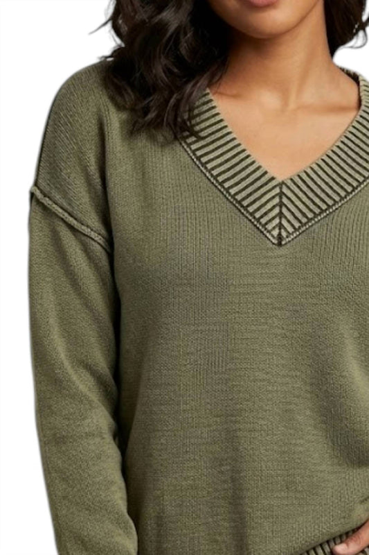 Washed V-neck Sweater