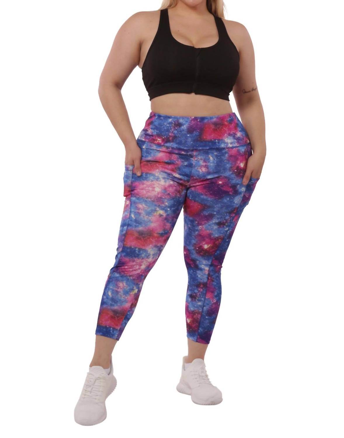 SHOSHO - PLUS SIZE HIGH WAIST TUMMY CONTROL SPORTS LEGGINGS WITH SIDE POCKETS - Rack Hunt -