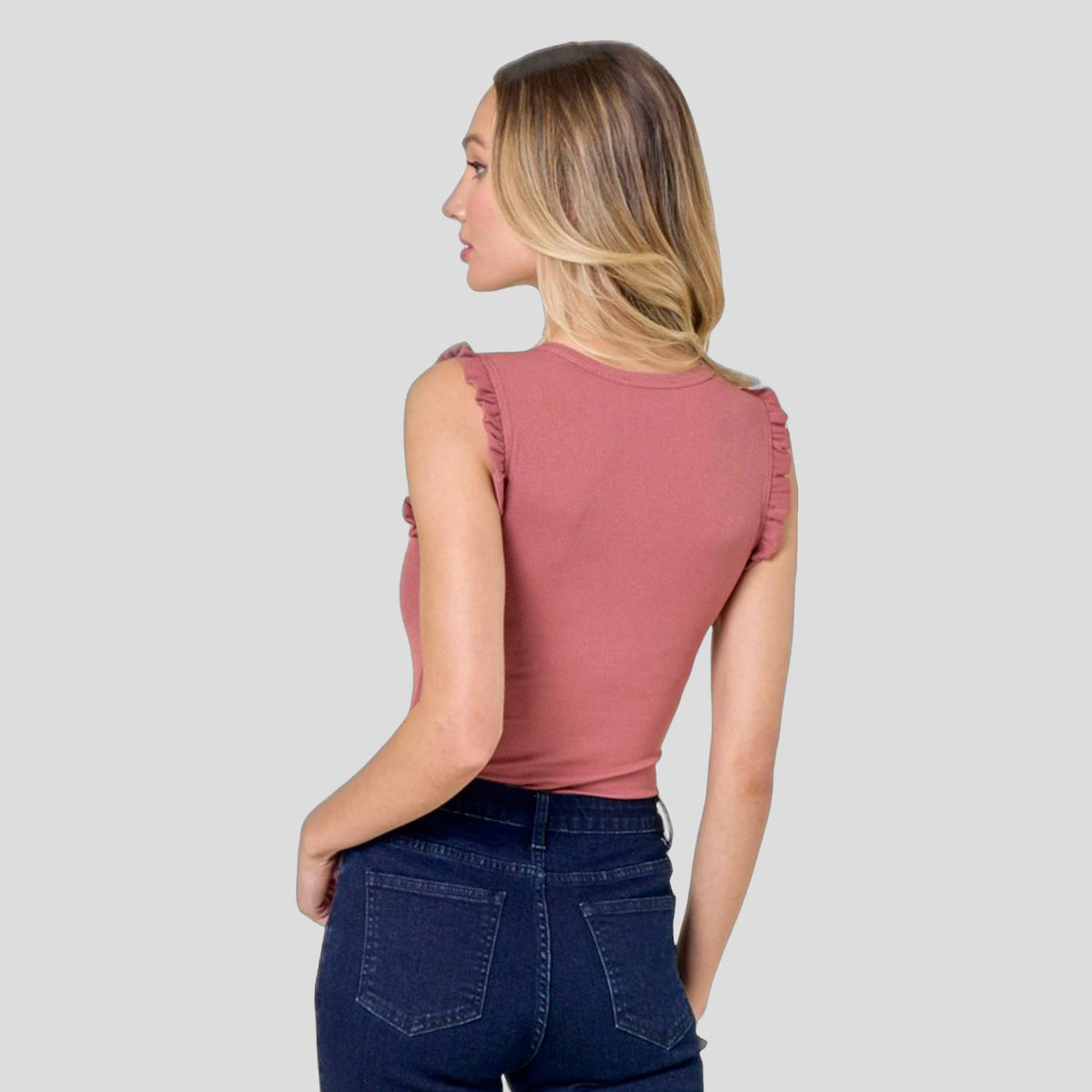 Ruffle Sleeve Ribbed Bodysuit