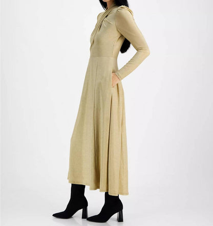 Harland Faux-wrap Metallic-threaded Midi Dress