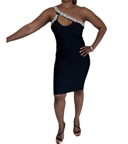 FashionNana - Fancy Bandage Dress with Diamond Design - Rack Hunt -