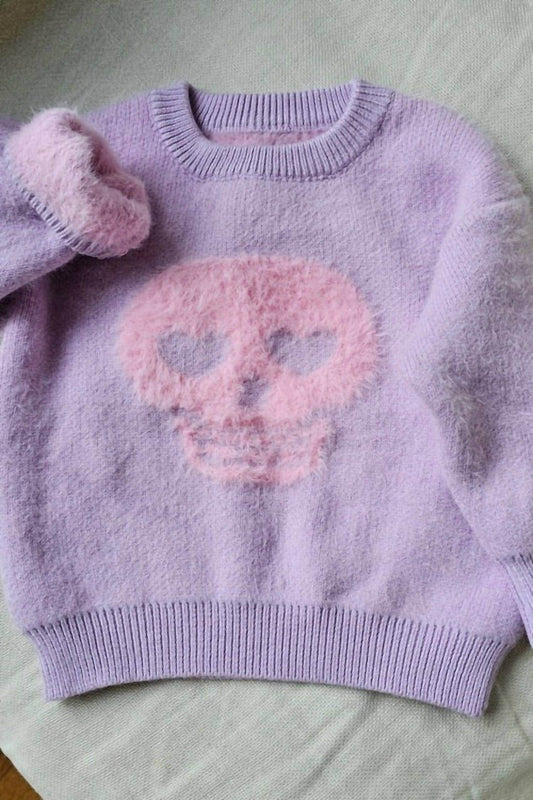 Fancy Shmancy Baby - Kids Fuzzy Skull Sweater - Rack Hunt -