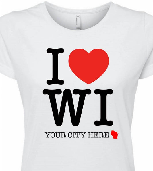 Wi-Wear - Women's I Love/heart Wisconsin Ripon Ladies T-shirt - Rack Hunt -