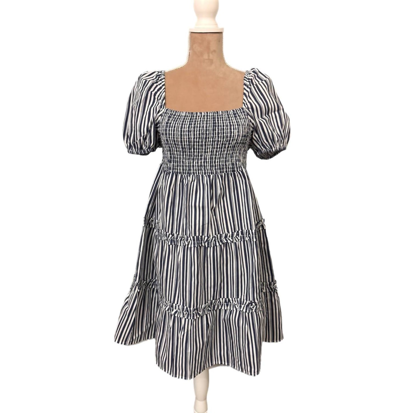Smocked Puff Sleeve Tiered Mini Dress