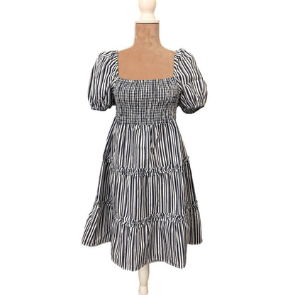 Smocked Puff Sleeve Tiered Mini Dress