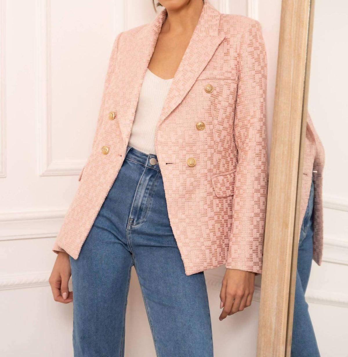 Double Breasted Tweed Blazer