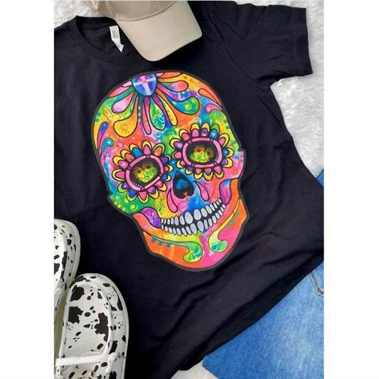 L&B Life - Women's Colorful Sugar Skull Tee - Rack Hunt -