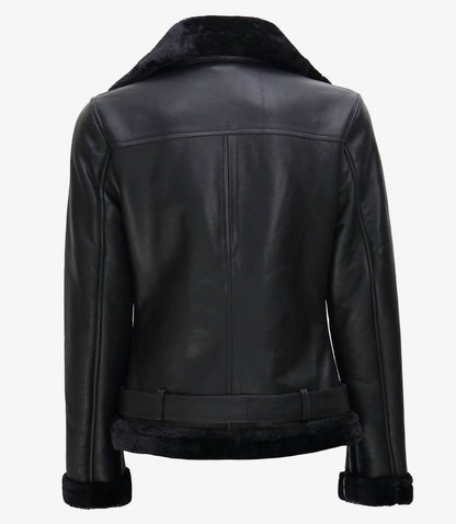 Asymmetrical Shearling Leather Jacket