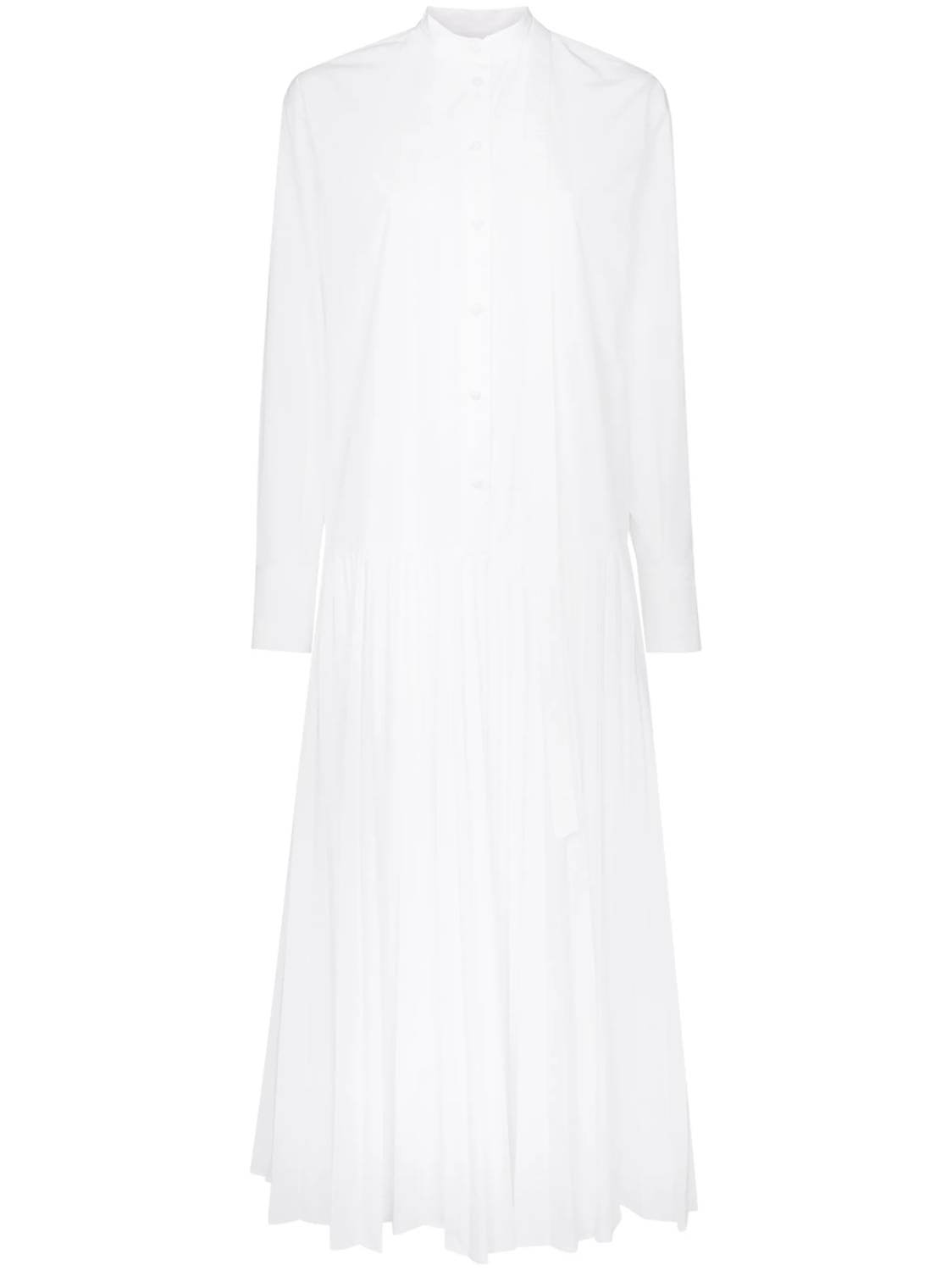 Valentino - Pleated Cotton Blend Poplin Dress - Rack Hunt