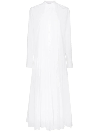 Valentino - Pleated Cotton Blend Poplin Dress - Rack Hunt