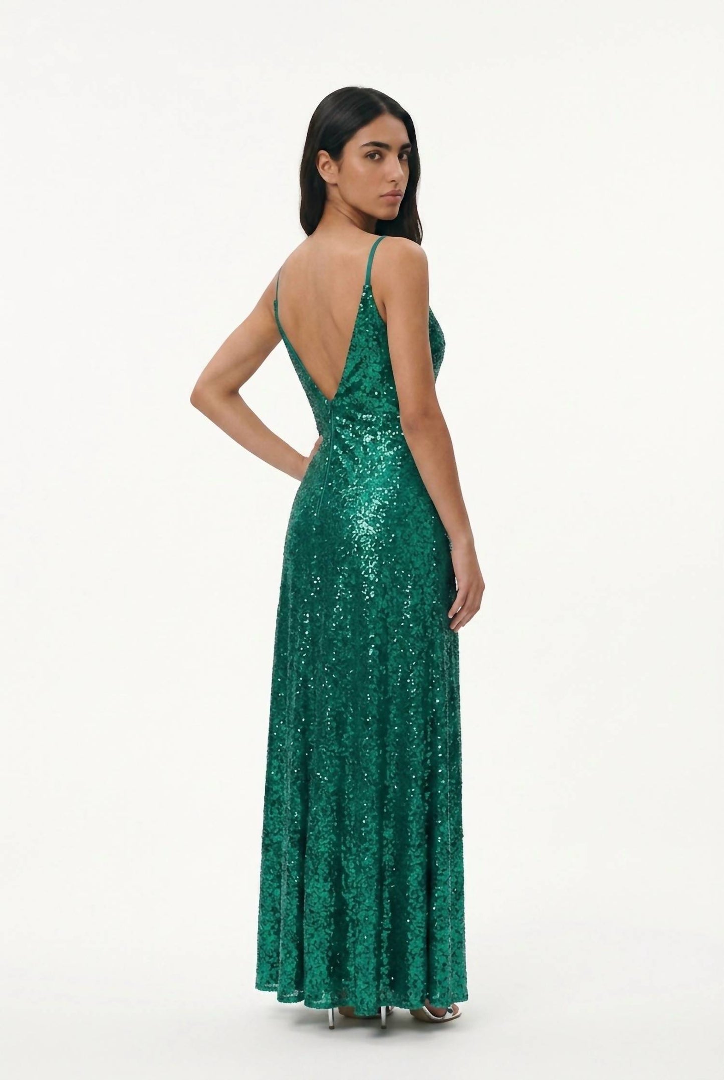 Sequined Deep V Neck Dress