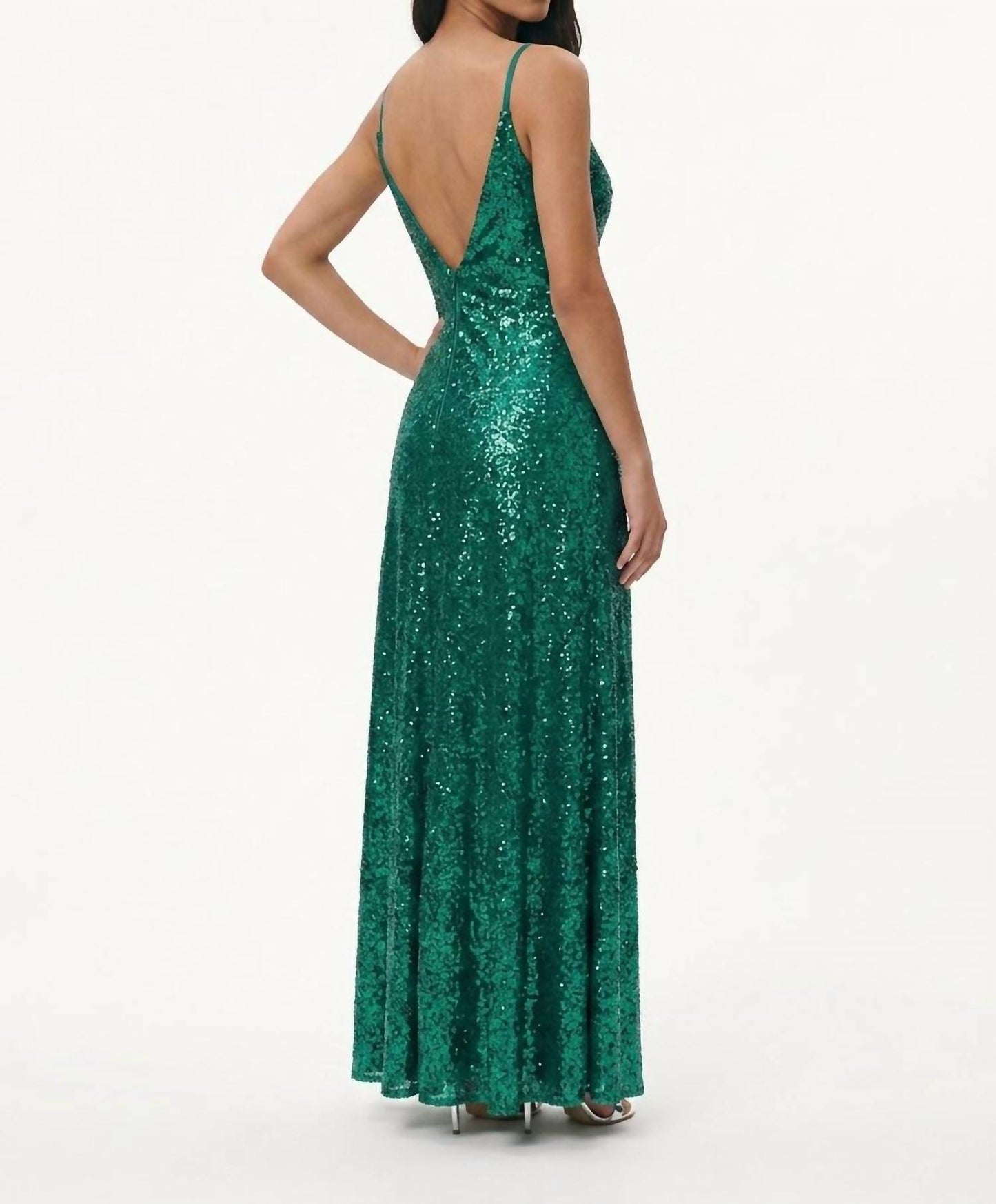 Sequined Deep V Neck Dress