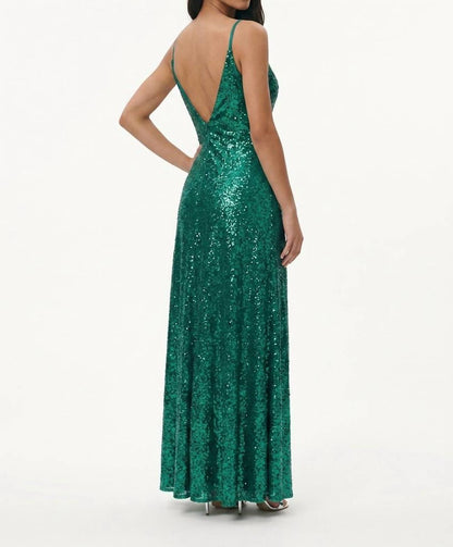 Sequined Deep V Neck Dress