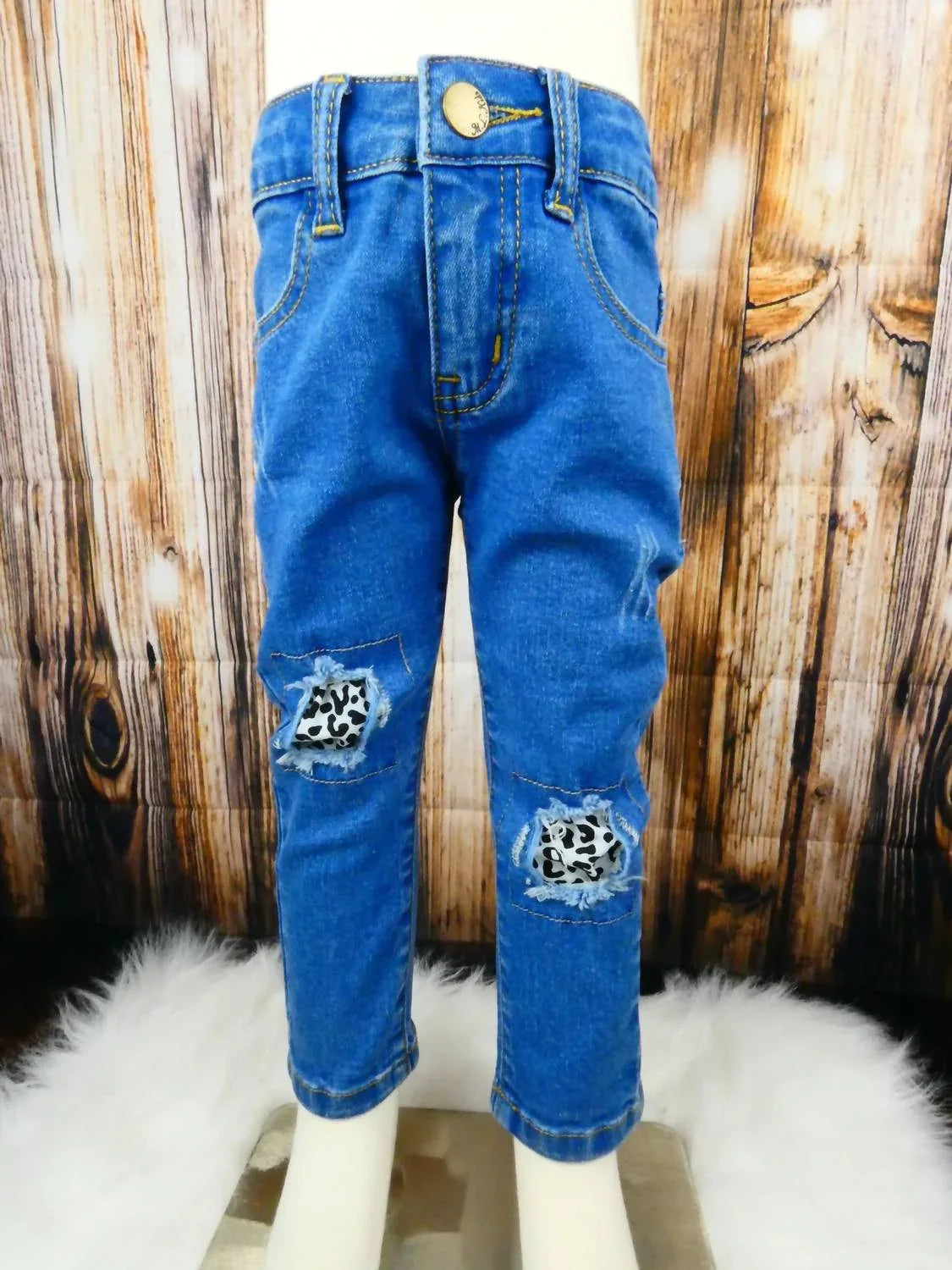 ML Kids - Kid's Leopard Patch Jeans - Rack Hunt