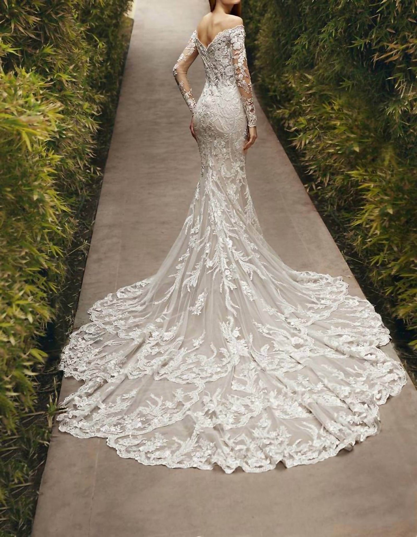 Demetrios - Lace Embellished Sheer Gown - Rack Hunt -