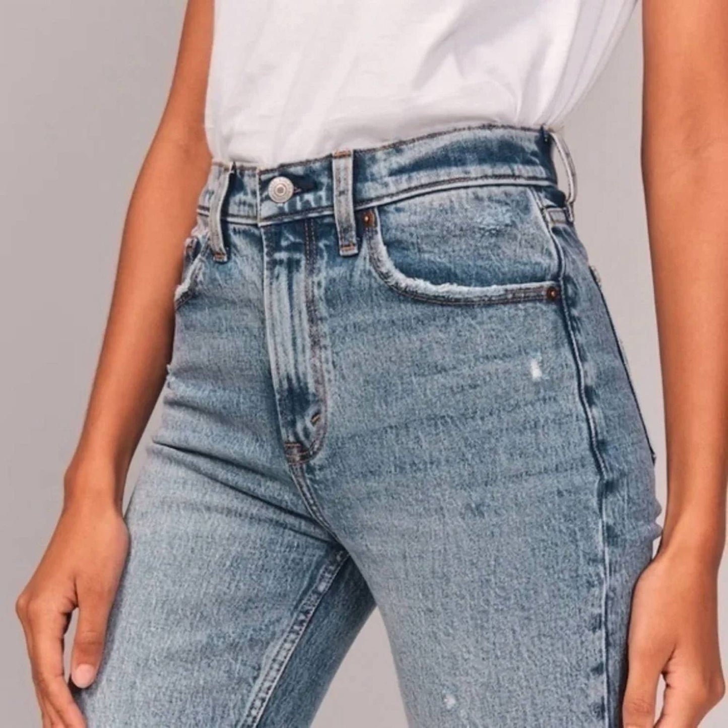 Ripped High Rise Mom Jeans