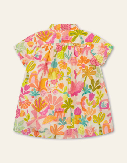 Girl's Daloo Almond Oil Floral Dress