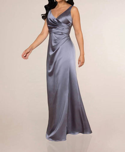Sleeveless V-neck Maxi Dress With Draped Waist