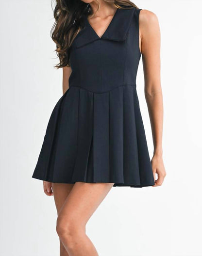 Natalie Pleated Mini Dress With Collar