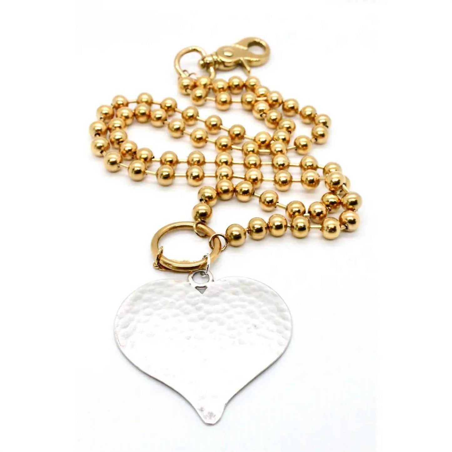 Women's Large Hammered Heart Convertible Chain Necklace