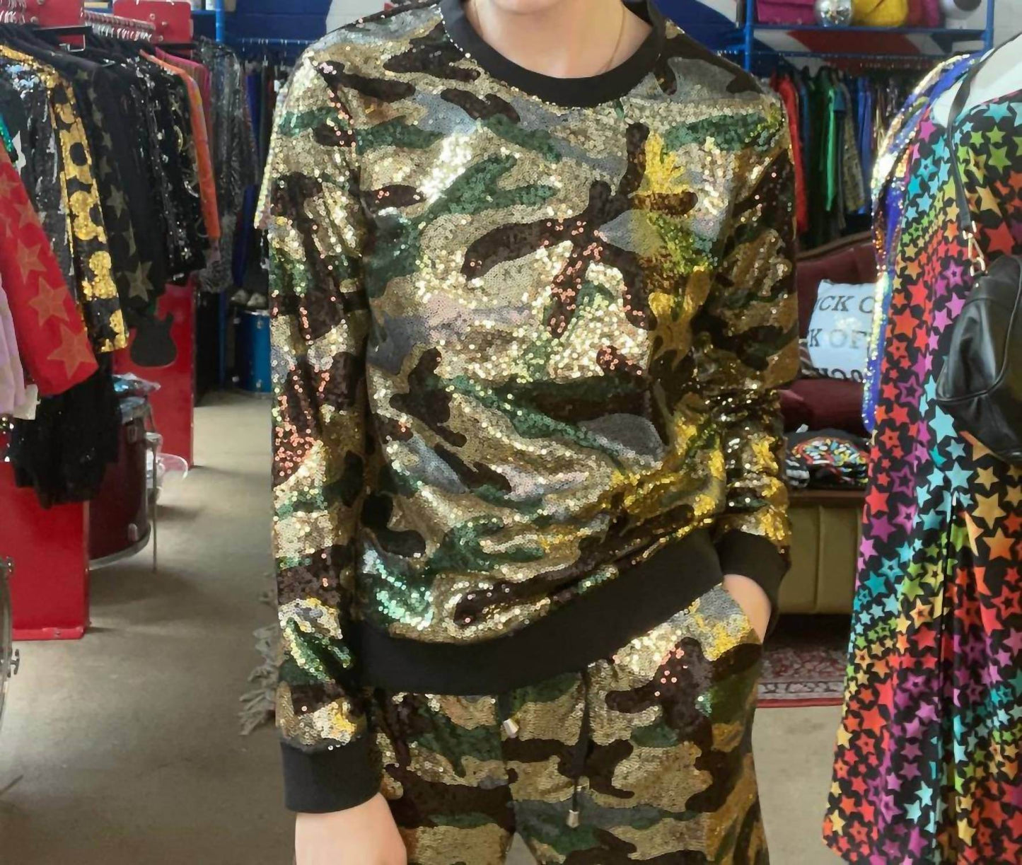 Any Old Iron - Camo Sequin Sweatshirt - Rack Hunt -