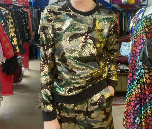 Any Old Iron - Camo Sequin Sweatshirt - Rack Hunt