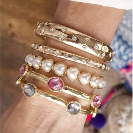 PennyLine Inc - Women's Pearl Hearts Stretchy Bangle - Rack Hunt -