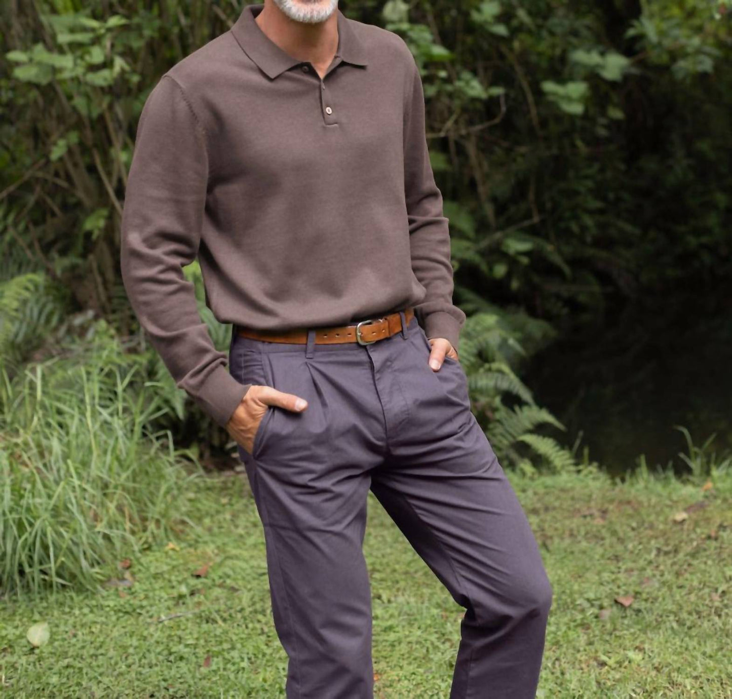 Feather Long Sleeve Polo