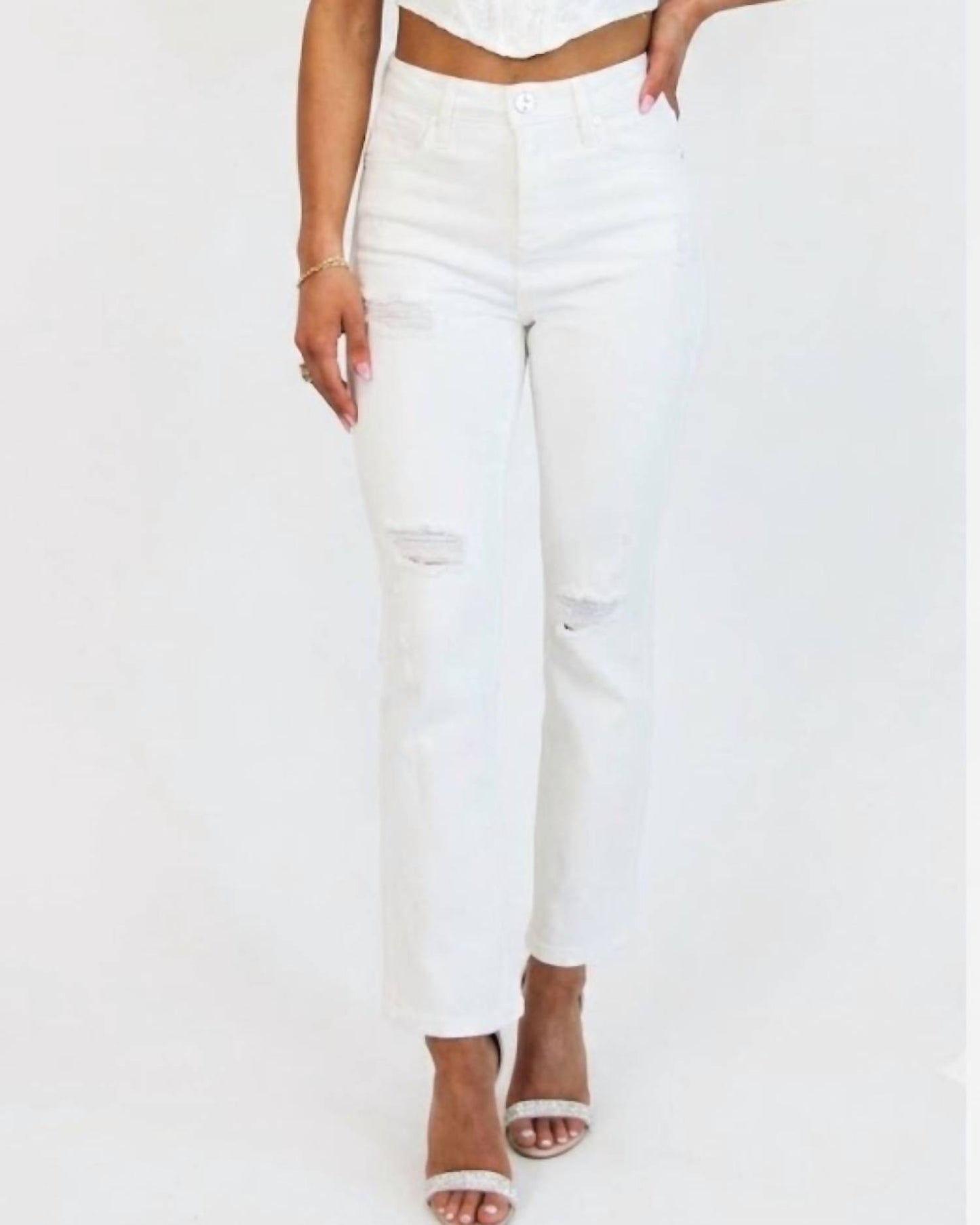 Irving Tummy Control Distressed Straight Leg Jeans