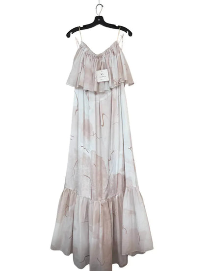 Kourbela - Abstract Silkiness Maxi Ruffled Strapless Dress - Rack Hunt